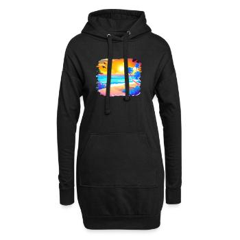 Sommer Sonnenuntergang Strand Aquarell - Hoodie-Kleid - Schwarz - Vorne