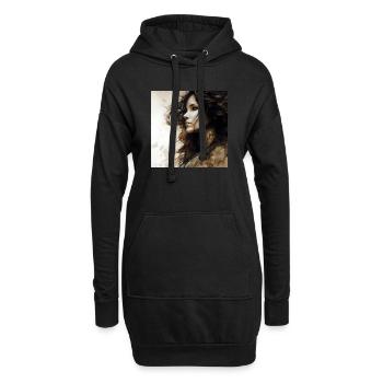 Porträt Frau 01 - Hoodie-Kleid - Schwarz - Vorne