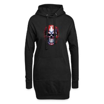 Graphique de crâne de drapeaux - Sweat-shirt à capuche long Femme - noir - Devant