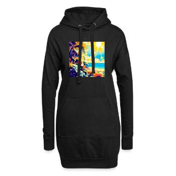 Plage tropicale rétro et soleil - Sweat-shirt à capuche long Femme - noir - Devant