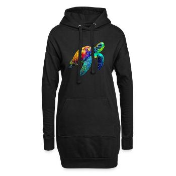 Tortue marine - Sweat-shirt à capuche long Femme - noir - Devant