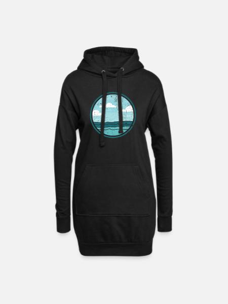 Kreisförmiges Ocean Horizon Emblem in Blaugrün - Hoodie-Kleid - Schwarz