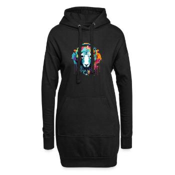 Schaf mit Kopfhörer Schafe Tiere - Hoodie-Kleid - Schwarz - Vorne