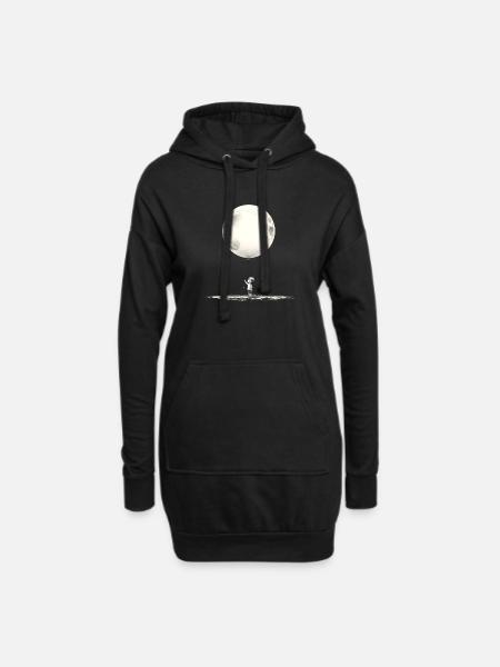 Enfant avec ballon de lune - Sweat-shirt à capuche long Femme - noir