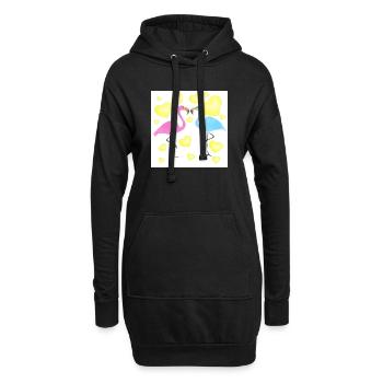 Verliebte Flamingos - Hoodie-Kleid - Schwarz - Vorne