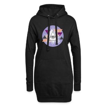 Geometric Triangular Eye with Auras - Hoodie Dress - black - Front
