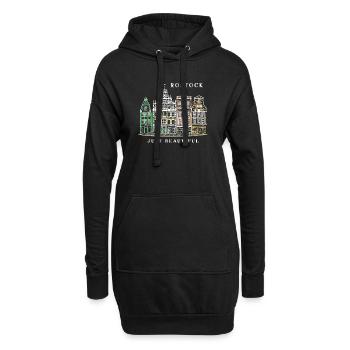 Rostock, Ostsee, Deutschland, Zeichnung - Hoodie-Kleid - Schwarz - Vorne