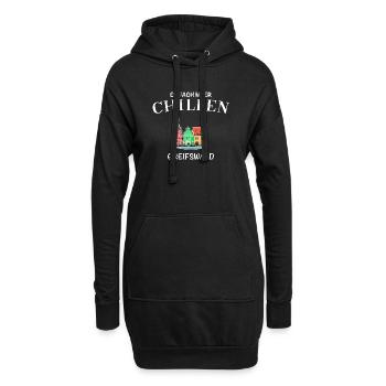 Greifswald, Meer Chillen, Fassaden am Fischmarkt - Hoodie-Kleid - Schwarz - Vorne