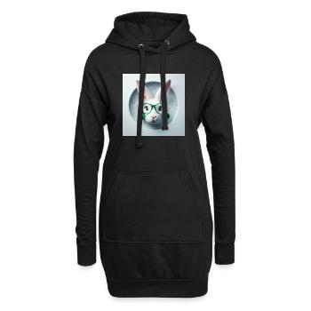 Lapin de Pâques avec décoration de Noël verte - Sweat-shirt à capuche long Femme - noir - Devant