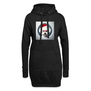 Bichon Frisé Hund als Weihnachtsmann - Hoodie-Kleid - Schwarz - Vorne