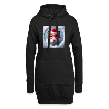Hamster als Weihnachtsmann - Hoodie-Kleid - Schwarz - Vorne