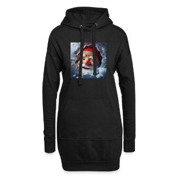 Wichtel blickt lachend durch Eis - Hoodie-Kleid - Schwarz - Vorne