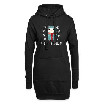 Meowy Christmas - Chat de Noël mignon - Sweat-shirt à capuche long Femme - noir - Devant