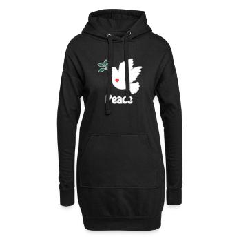 colombe de la paix blanche petit coeur rouge - Sweat-shirt à capuche long Femme - noir - Devant