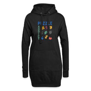 Puzzle addict - Sweat-shirt à capuche long Femme - noir - Devant