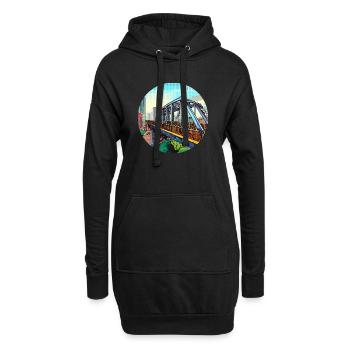 Pont comique dans la ville - Sweat-shirt à capuche long Femme - noir - Devant