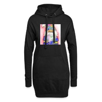 Bunter Weihnachtsmann mit Farbverlauf - Hoodie-Kleid - Schwarz - Vorne
