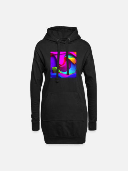 Neonfarben-Wirbel Abstraktes Farbspiel - Hoodie-Kleid - Schwarz