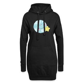 Pastel Planète Coeurs - Sweat-shirt à capuche long Femme - noir - Devant