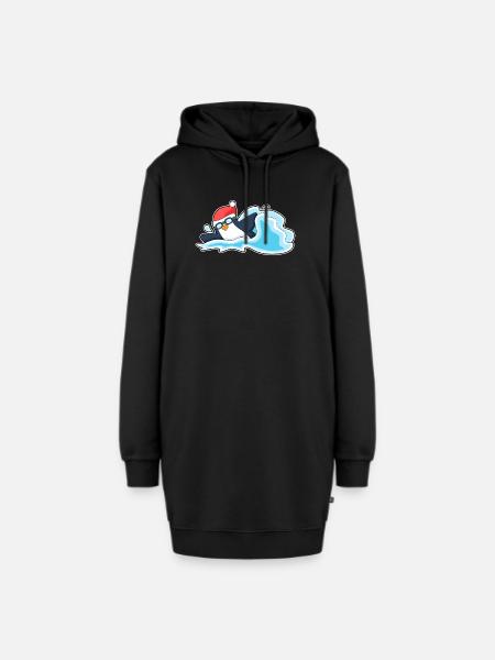 Pinguin Weihnachten Schwimmen - Hoodie-Kleid - Schwarz