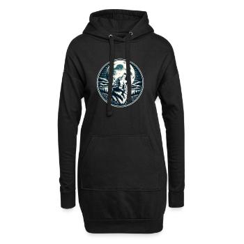 Lupine wiehert zum Vollmond - Hoodie-Kleid - Schwarz - Vorne