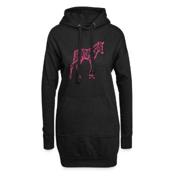 Pferd rosa pink - Hoodie-Kleid - Schwarz - Vorne