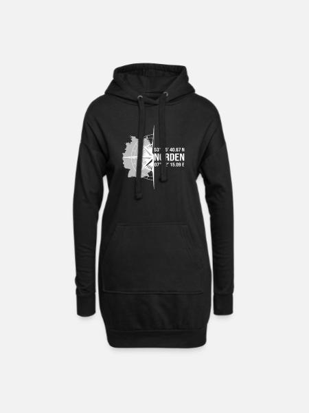 Koordinaten Norden - Hoodie-Kleid - Schwarz