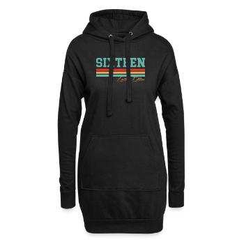 Cadeau 16ème anniversaire Sixteen - Sweat-shirt à capuche long Femme - noir - Devant