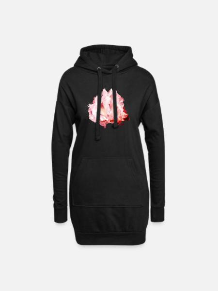 leuchtendes rosafarbenes Rosenquarz Kristall Motiv - Hoodie-Kleid - Schwarz
