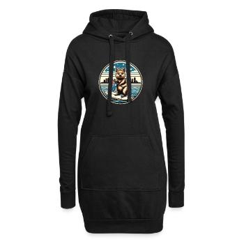 Quokka Surfer Australien Design - Hoodie-Kleid - Schwarz - Vorne