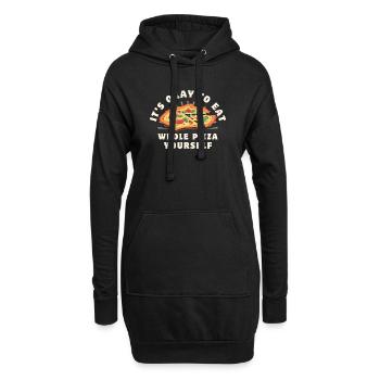 c'est bien de manger une pizza entière toi-même - Sweat-shirt à capuche long Femme - noir - Devant