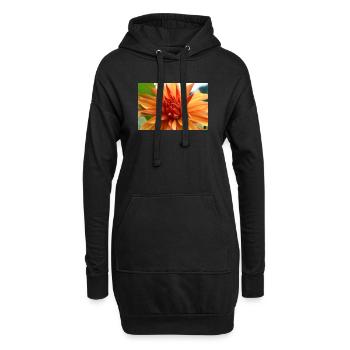 Dahlie orangen lachsfarben Blüte ,Blume - Hoodie-Kleid - Schwarz - Vorne