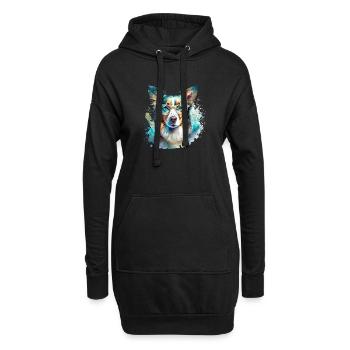 Border Collie avec des lunettes - Sweat-shirt à capuche long Femme - noir - Devant