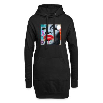Collage coloré Pop Art - Sweat-shirt à capuche long Femme - noir - Devant