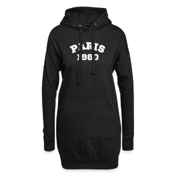Paris 1980 Design - Hoodie-Kleid - Schwarz - Vorne