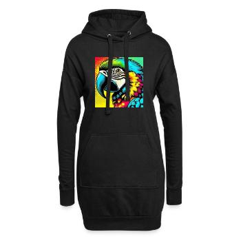 Perroquet Pop Art - Sweat-shirt à capuche long Femme - noir - Devant
