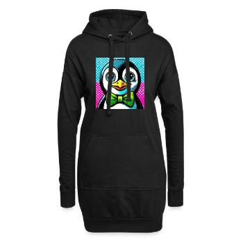 Pingouin avec noeud papillon Pop Art - Sweat-shirt à capuche long Femme - noir - Devant