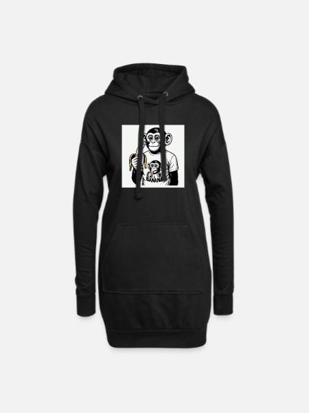 Ein Affe und seine Banane - Hoodie-Kleid - Schwarz