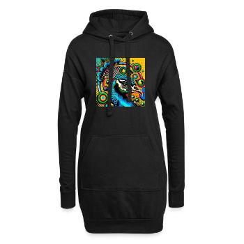 Paon Pop Art - Sweat-shirt à capuche long Femme - noir - Devant
