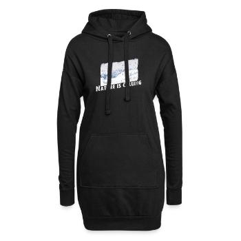 Nature is calling Winter - Hoodie-Kleid - Schwarz - Vorne