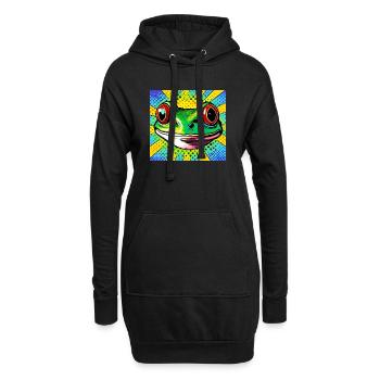 Frosch Pop Art - Hoodie-Kleid - Schwarz - Vorne