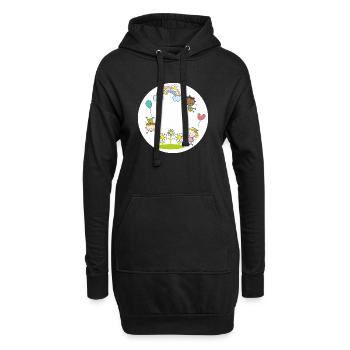 verschiedene Kinder Regenbogen Blumen Luftballon  - Hoodie-Kleid - Schwarz - Vorne