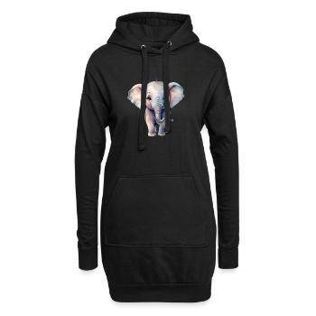 Éléphant pastel dans le style aquarelle - Sweat-shirt à capuche long Femme - noir - Devant