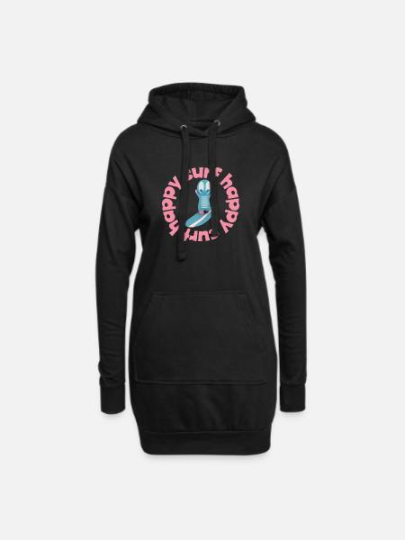 Lustige Surf-Kawaiifigur  - Hoodie-Kleid - Schwarz