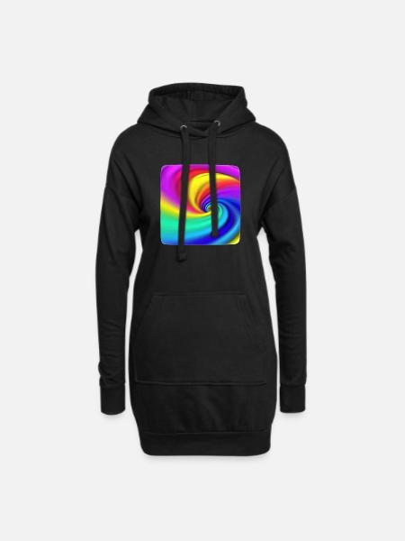 Regenbogenwirbel Farbenspiel - Hoodie-Kleid - Schwarz