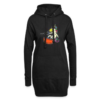 Wakeboard Einhorn Wassersport Surfen Wellenreiten - Hoodie-Kleid - Schwarz - Vorne