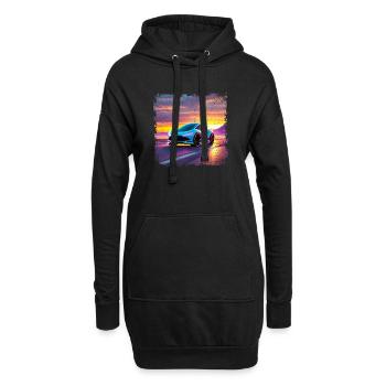 Voiture futuriste aux couleurs du coucher de soleil - Sweat-shirt à capuche long Femme - noir - Devant