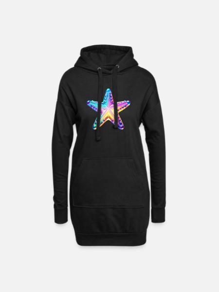 Seestern - Hoodie-Kleid - Schwarz
