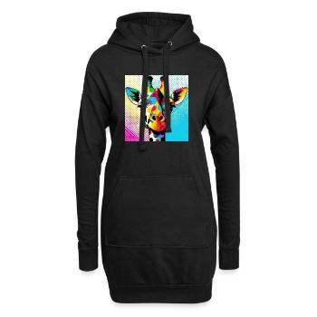 Girafe Pop Art - Sweat-shirt à capuche long Femme - noir - Devant