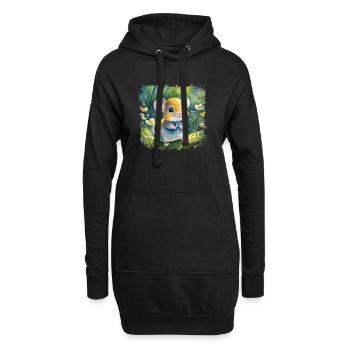 Mignon bébé souris jouant joyeusement dans le jardin - Sweat-shirt à capuche long Femme - noir - Devant